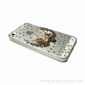 Case for iPhone 5, Made of PC, Flash Powder Paste Transparent Solid Drill (Angel)